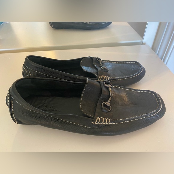 Clark black leather cream stitching loafers - Picture 4 of 12